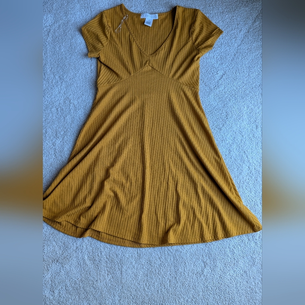 Planet Gold Mustard V-Neck Mini Dress